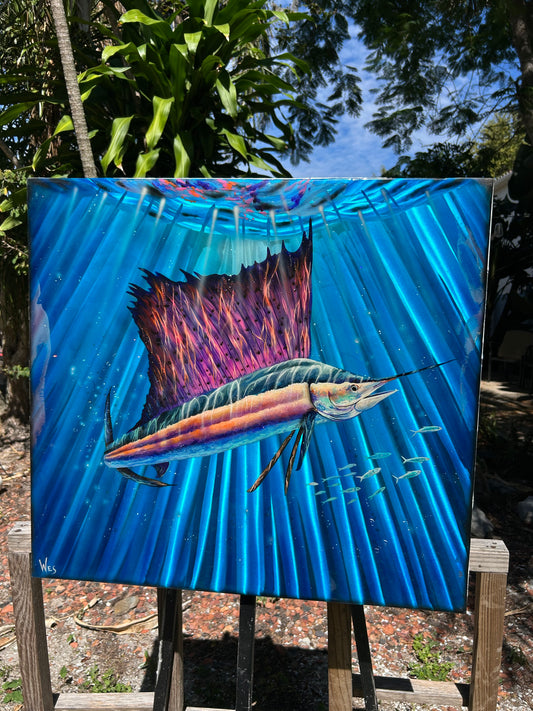 Fine Art Painting on Metal “sailfish”
