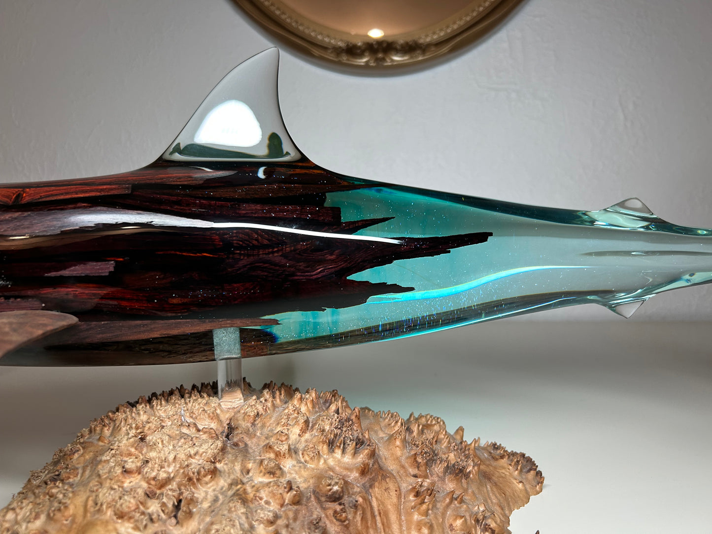 Coca Bola Wood and Clear "Great White Shark" Sculpture