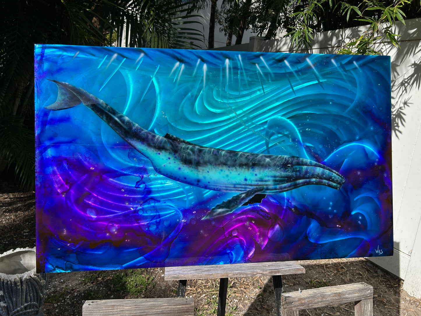 Fine Art Painting on Metal “Whales”