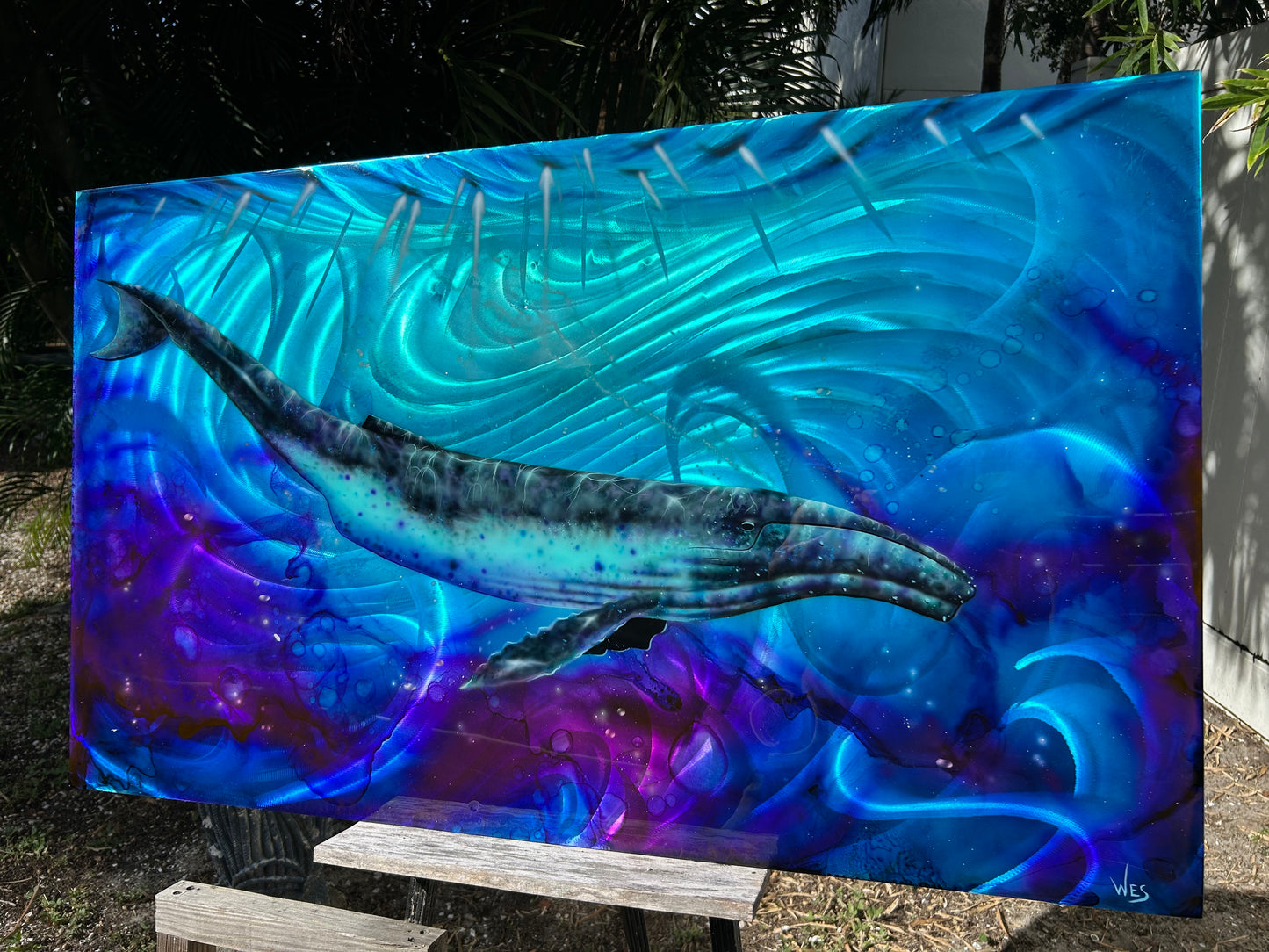 Fine Art Painting on Metal “Whales”
