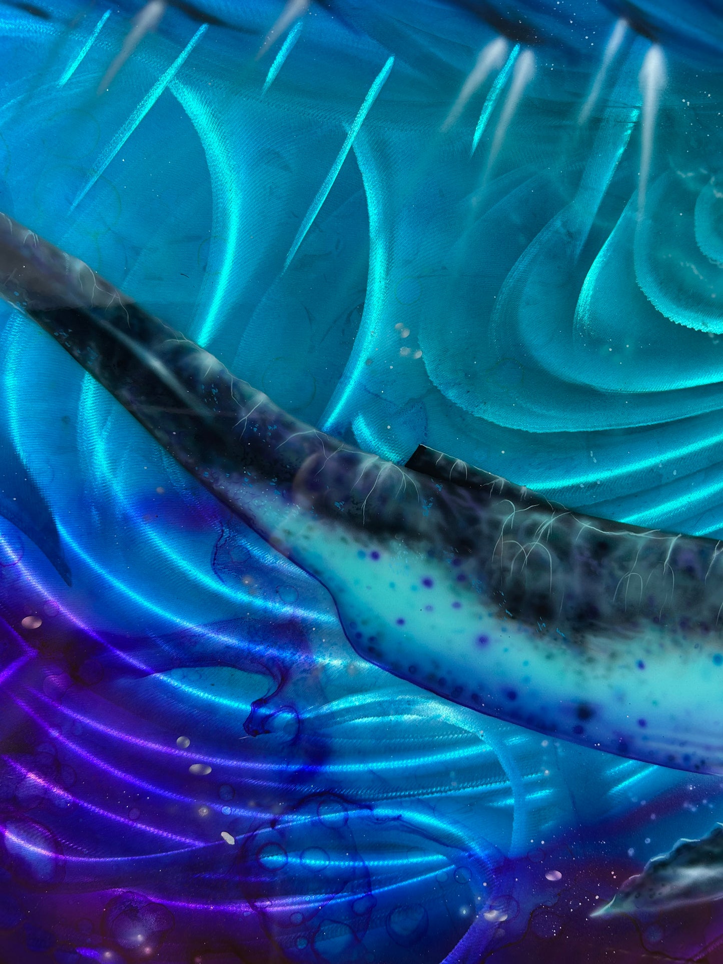 Fine Art Painting on Metal “Whales”