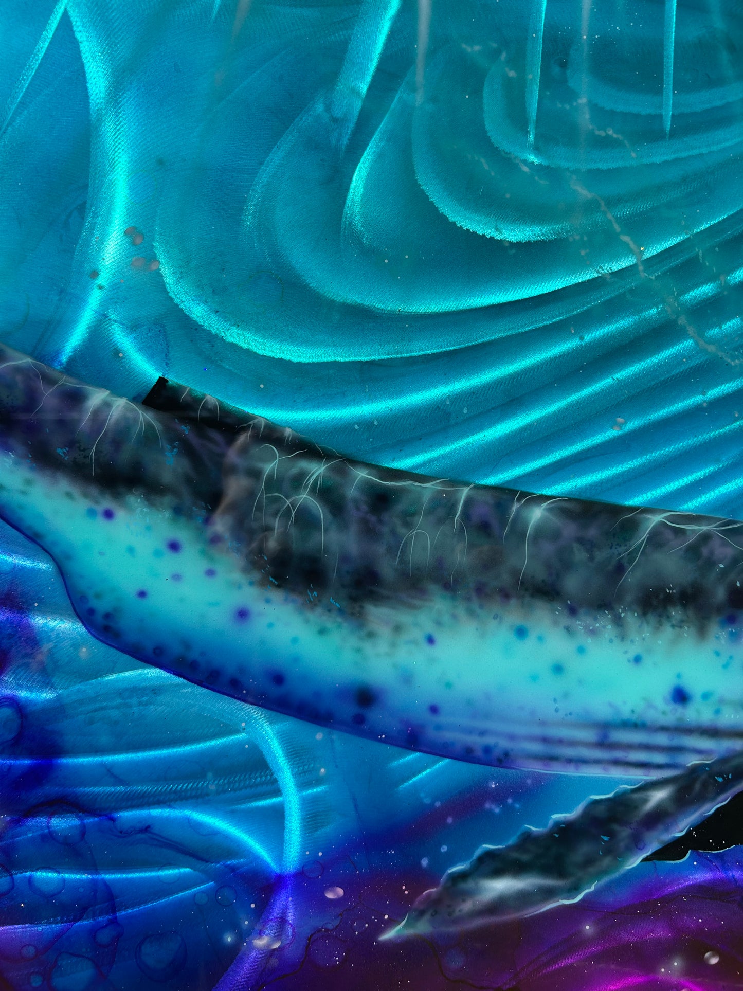 Fine Art Painting on Metal “Whales”