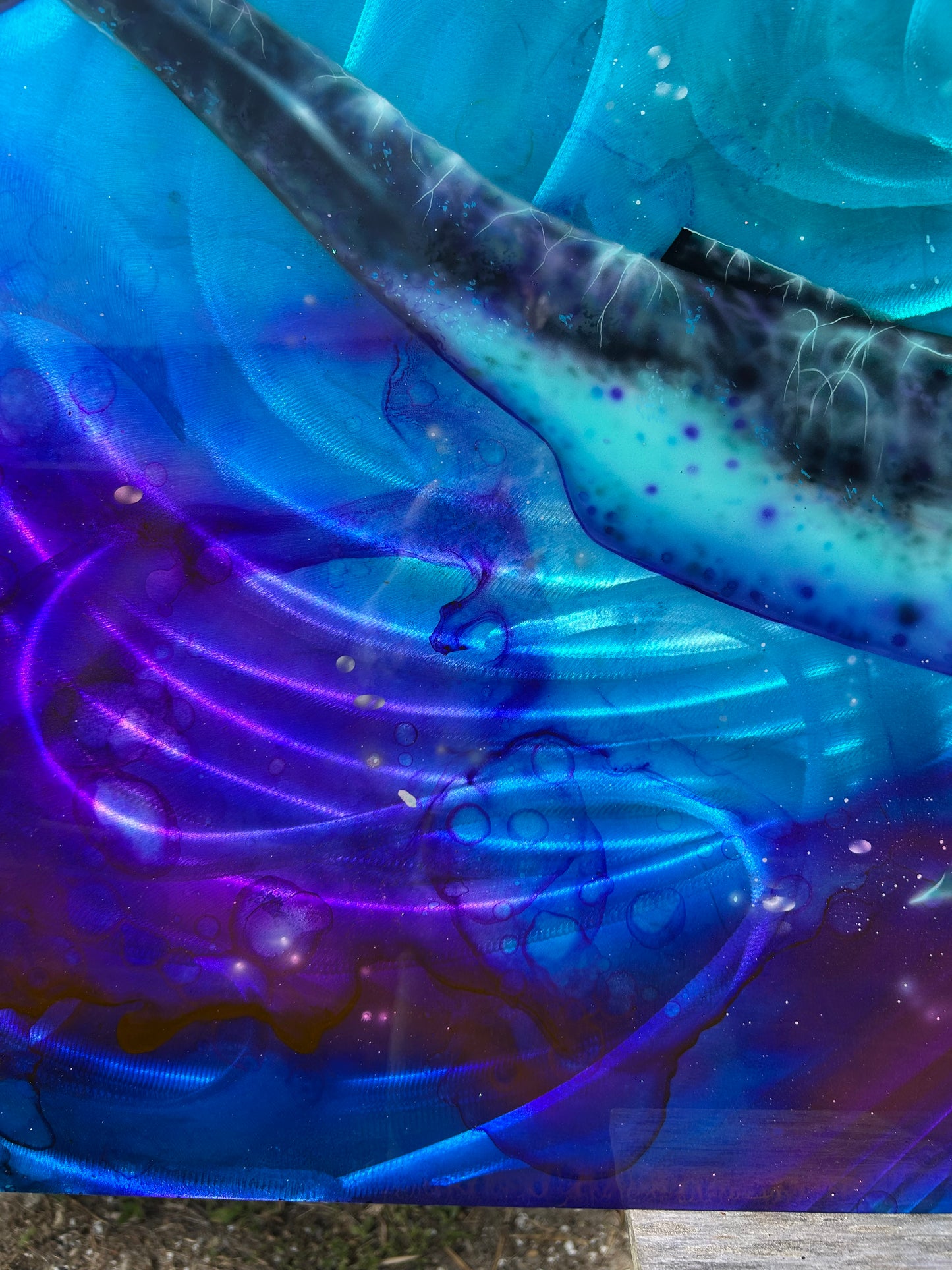 Fine Art Painting on Metal “Whales”